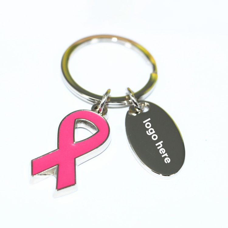 Breast Cancer Pink Ribbon Keychain