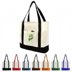 11oz Cotton Canvas Boat Tote, Color Contrasting Handle