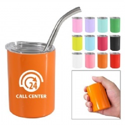 3 Oz. Mini Stainless Steel Tumbler w/Lid & Straw
